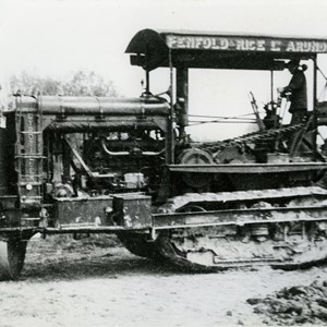A Fowler Gyrotiller used for bringing roots to the surface after clearing woods or for deep pan busting / subsoiling. Run by Penfold and Rice of Arundel tillage contractors. Between 1947 and 1952.