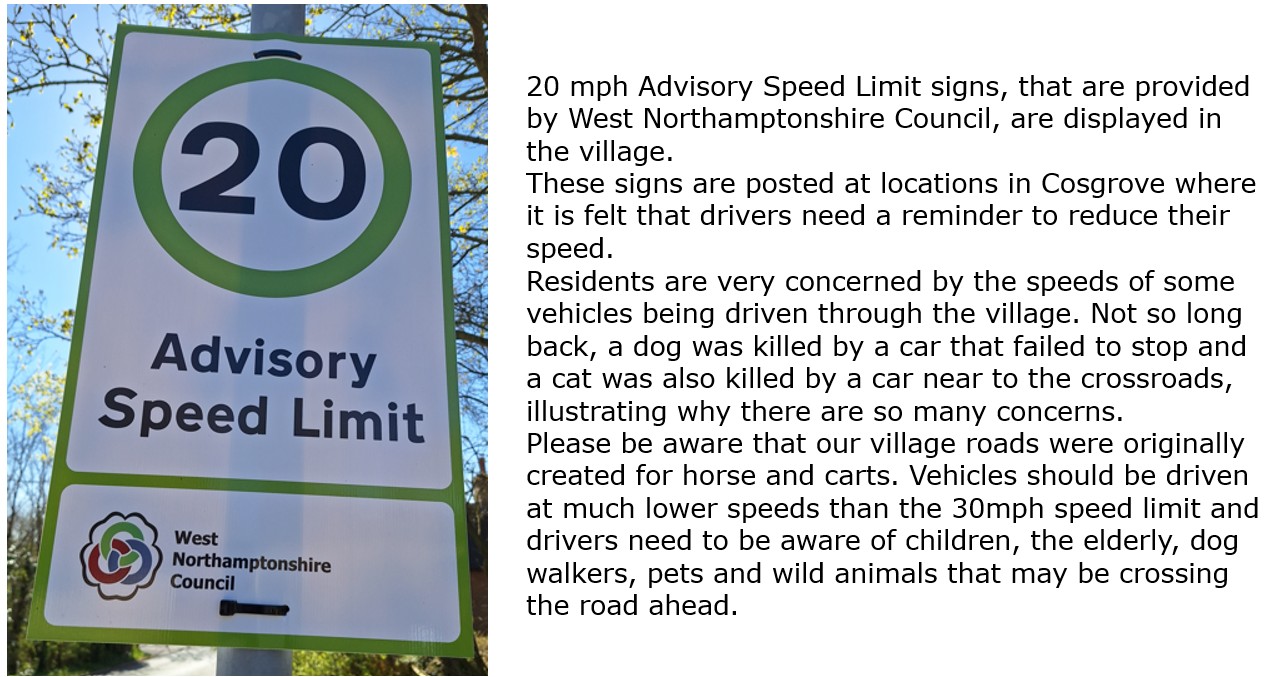 Cosgrove Parish Council Safety on Roads and Paths