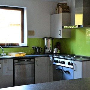 View into kitchen