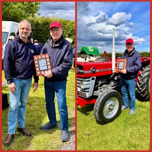 Andy Walker from Peacock & Binnington Louth, presented their award for Best Tractor  to Nigel Lovatt for his 1967 Massey Ferguson 135