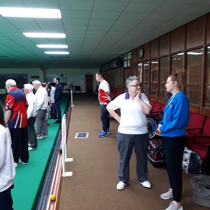 We had to take a picture of Sue White, the incredible lady who set up and runs the Disability Bowls at Desborough. Thank you and please continue