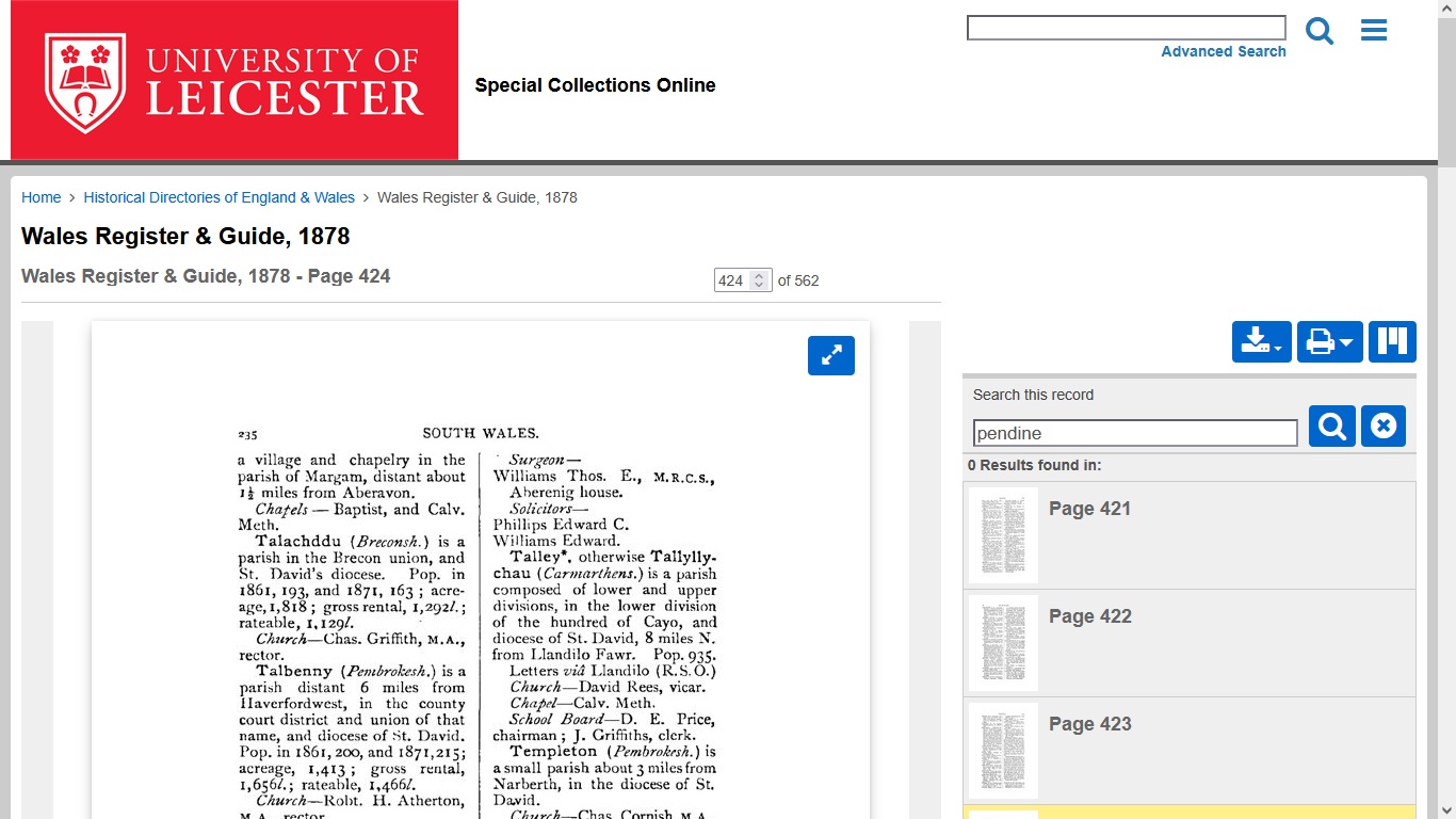 A trade directory description of the village in 1878