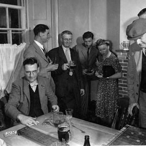 Evening playing cribb in the snug in the Greyhound