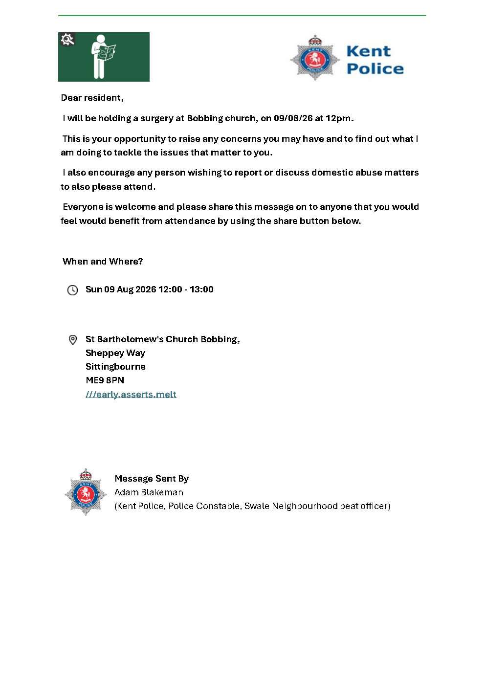 Iwade Parish Council Police Surgeries