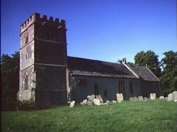 From 1986 Domesday Reloaded - Twelfth century Saint Giles Church Great Coxwell.This view is of the southern aspect.It also shows a major part of the old churchyard.