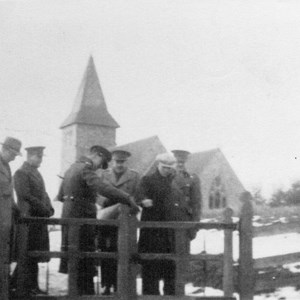 1940 Restoration of Postling Church gates Thomas Marshall (with cap) made the gates
