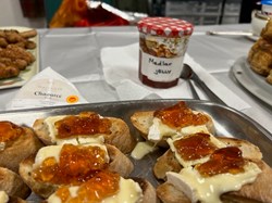 Thumbs up for these ciabatta canapes made with   https://www.cheese.com/chaource/ and medlar jelly. Lovely!