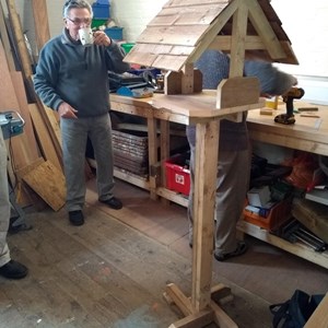 Richard with one of our popular bird tables - just £50!