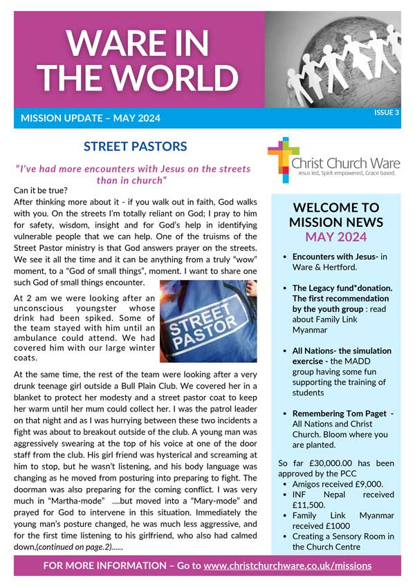 Christ Church Ware MISSION NEWSLETTERS