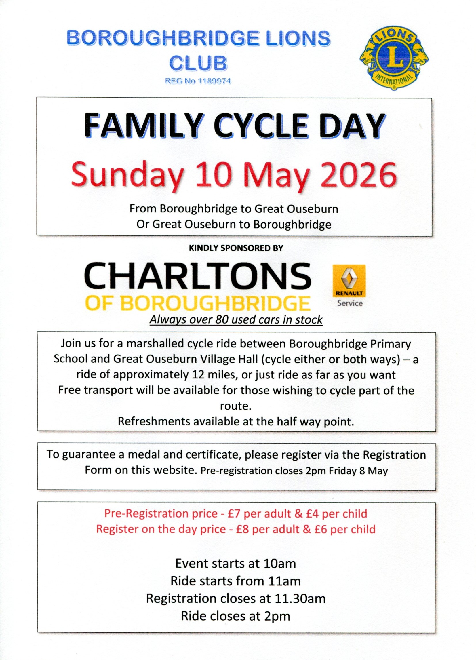 Boroughbridge Lions Club 2026 Family Cycle Day