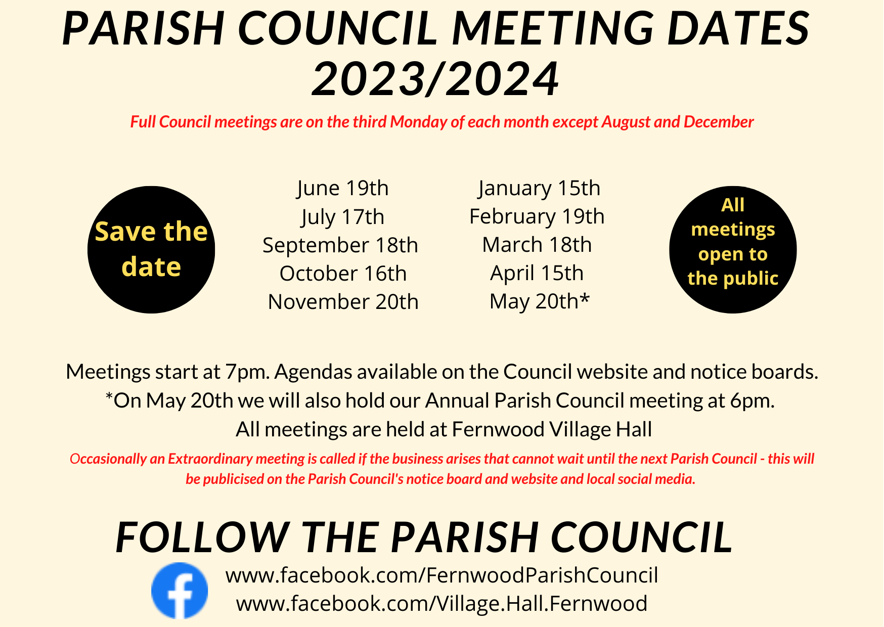 All meetings open to the public.