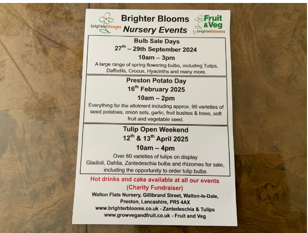 Further Events at Brighter Blooms Nursery