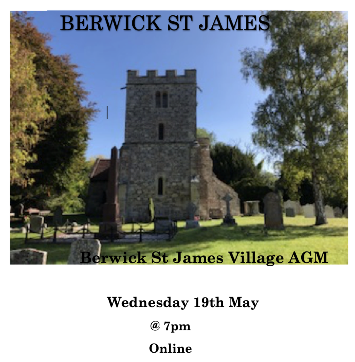 Berwick St James Parish AGM - 19 May - On Line