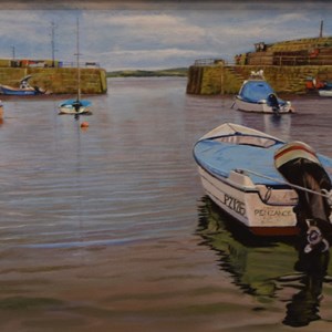 Mousehole Harbour 3, oil by Anthony Reeves