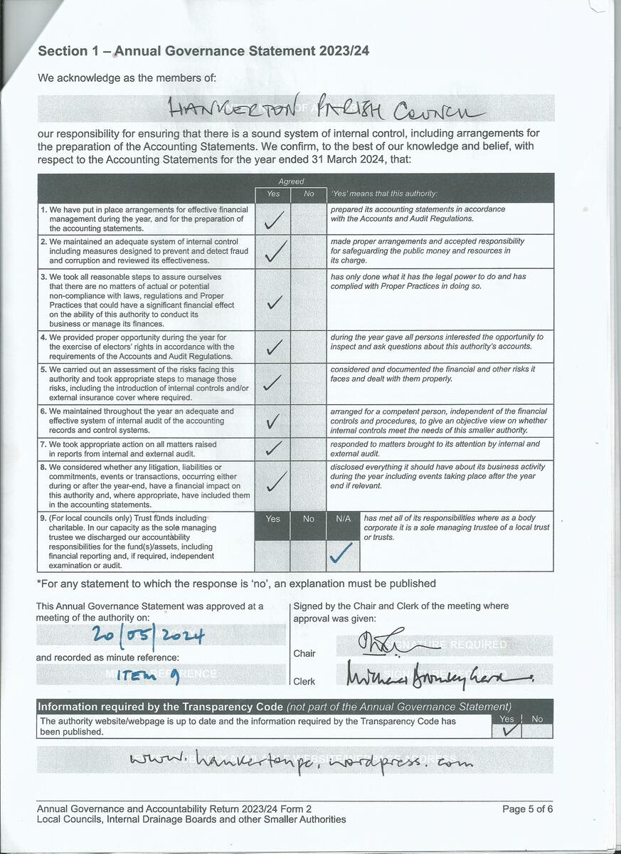 Hankerton Parish Council 2023/24