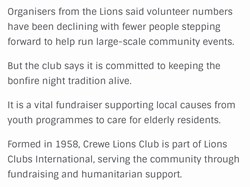 Crewe Lions Club Bonfire event 2025