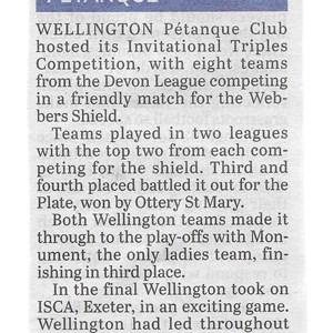 Wellington Pétanque Club Press Cuttings 2023-25