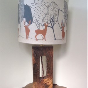 Oak fence post lamp with Orwell and Goode shade