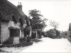 Wayside and view looking SW to Church Lane - old car (Riley?), c. 1937 (Antona 2960)