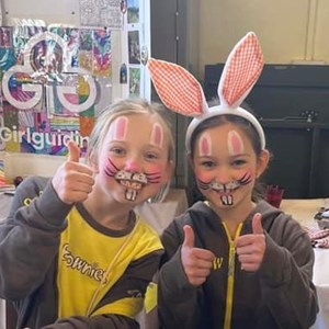 two brownies with easter rabbit  facepainted