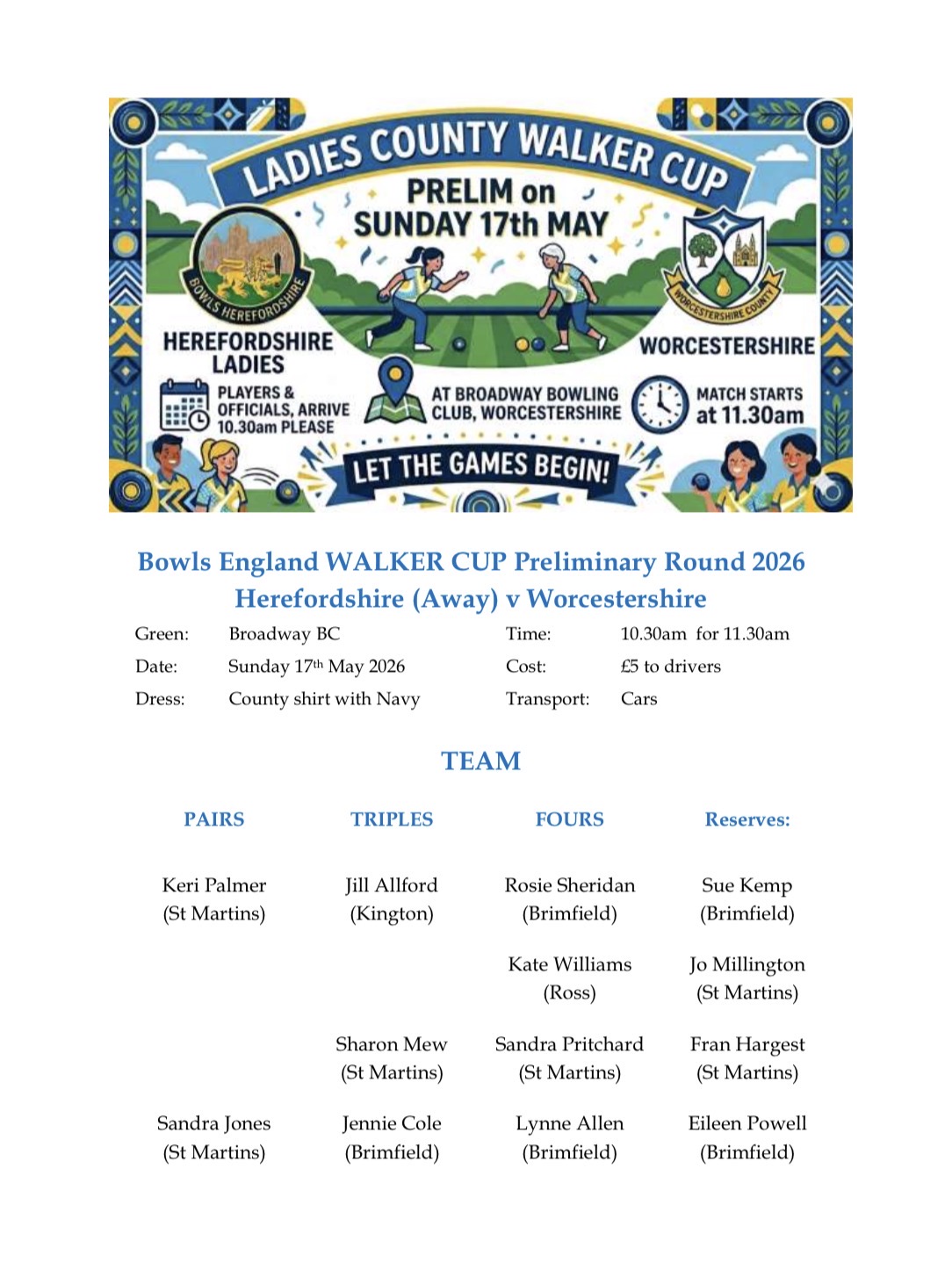 Bowls Herefordshire Walker Cup & Amy Rose
