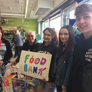 Youth Group collecting for Food Bank at Coop in Stoke