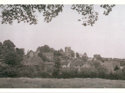 View of the village from the west, Glebe House, Down;s View and St Giles on the horizon,