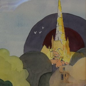 'Cathedral Spire' Watercolour by Mark Thomas