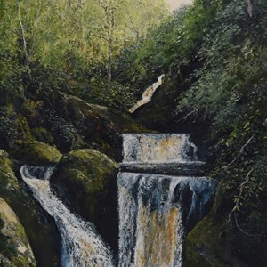 'Pecca Falls, Ingleton, Yorkshire' Oil by Dennis Harper