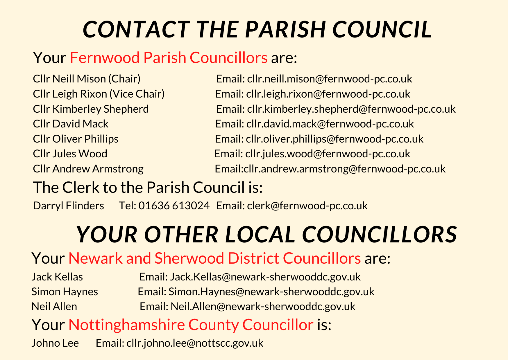 Fernwood Parish Council Meeting dates