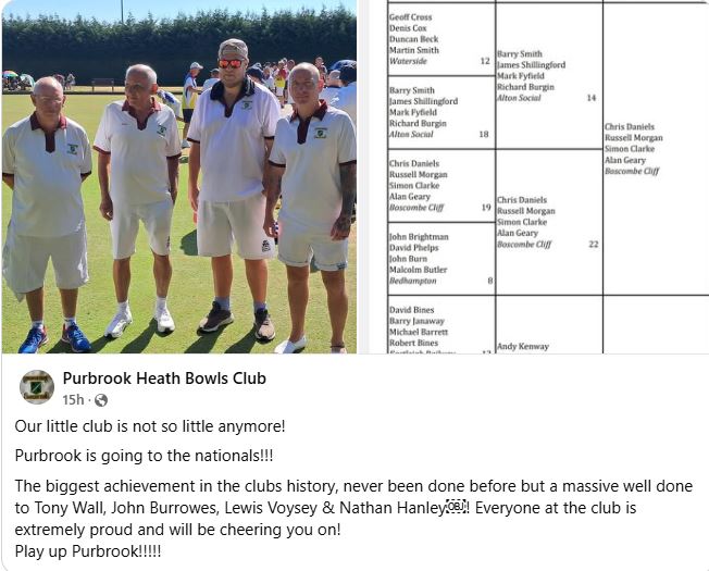Purbrook Heath Bowling Club News