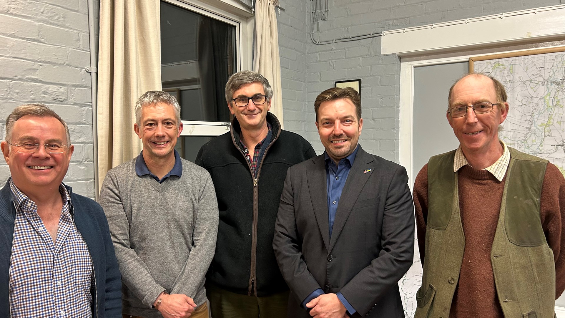 (Left to right) Alistair Dougall (Chair, PPRP Forum) , Joff Edevane (Environment & Water Quality Lead, Southern Water), Paul Vignaux (Director, Test & Itchen Association), Geoff Cooper (Liberal Democrat Parliamentary Spokesperson and Forum member), and Seth Crosswaite (Houghton River Keeper)