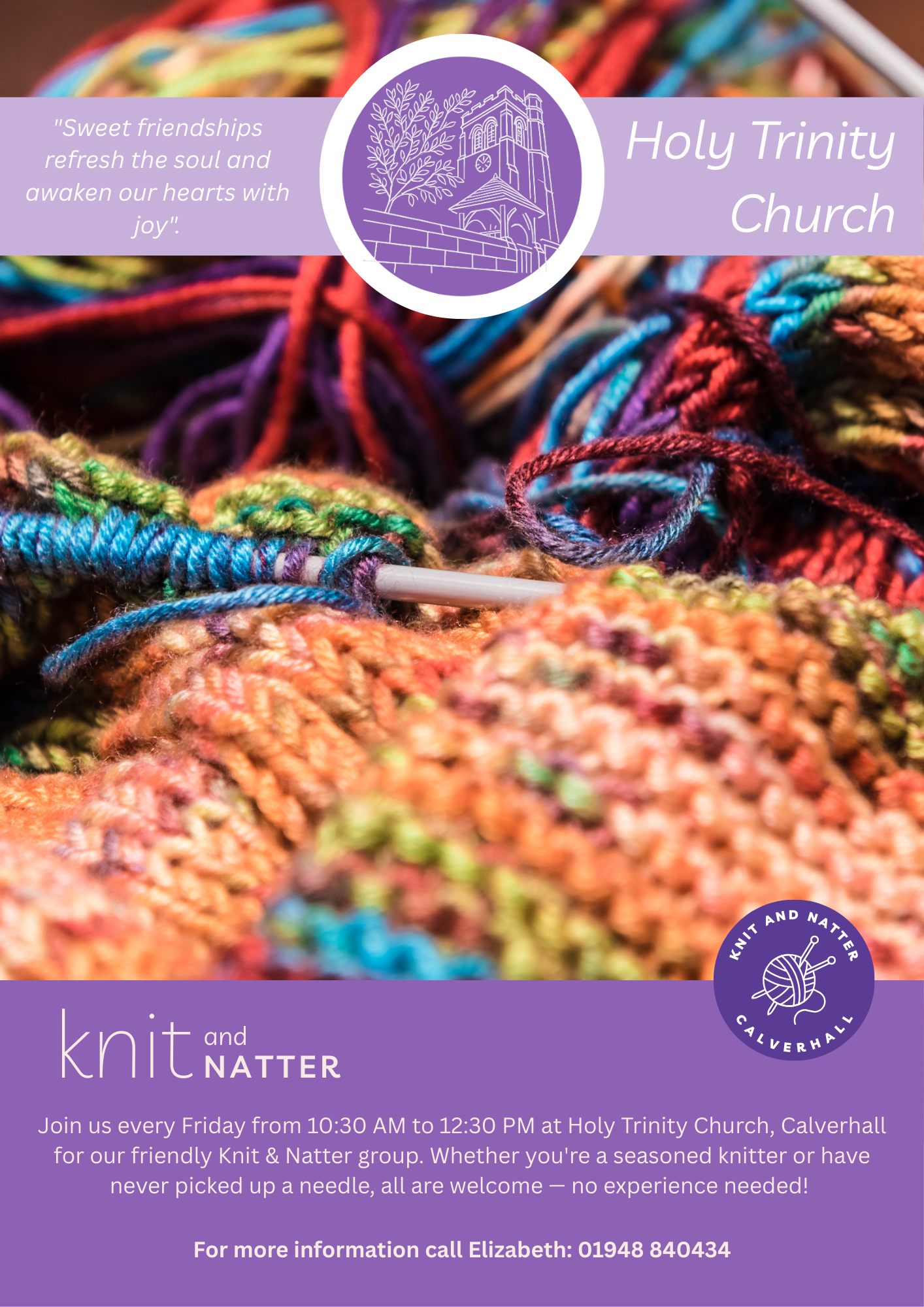 Calverhall Knit & Natter - Meet every Friday at Holy Trinity Church, Calverhall, SY13 4PE