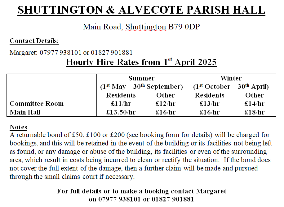 Shuttington and Alvecote Parish Council Parish Hall