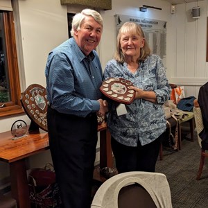David presents Pat with the Ladies' KO shield