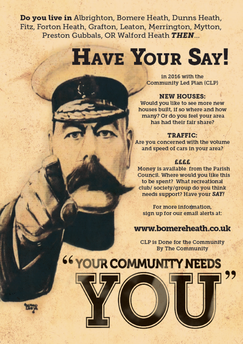 Bomere Heath Parish Council HAVE YOUR SAY! Poster