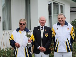Reg Girling Cup winner Roland Ellen and runner up Ian Harris with President John Newland