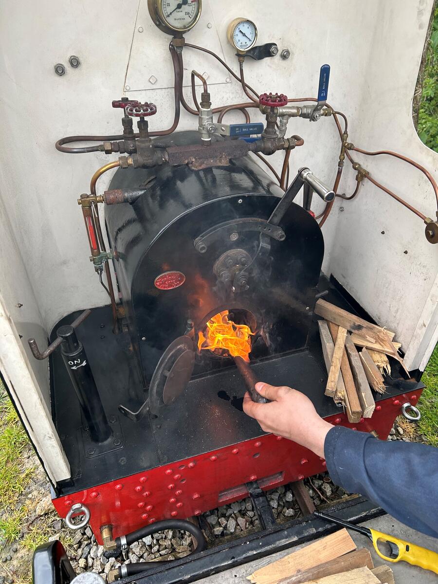 The first fire being lit in Ivor at Ropley 27/04/2024