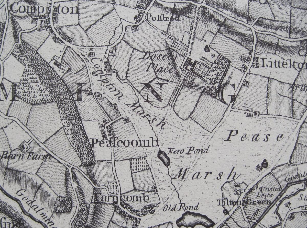 Extract from John Rocque's map of Surrey, c.1760.