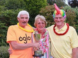 Joint cup winners David Foy and David Linney (great hair style!) with Pam