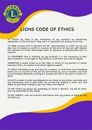 Lions Club of Nantwich Code of Ethics