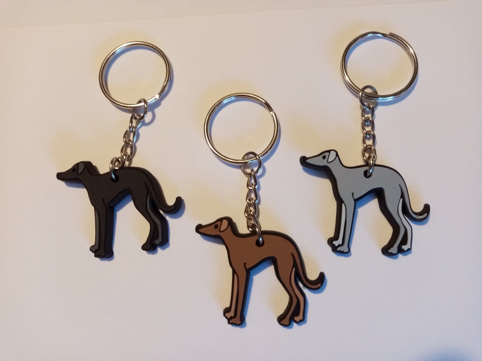 Plastic Greyhound Keyrings. Black, Brown or Grey.  £ 3.00 plus p&p