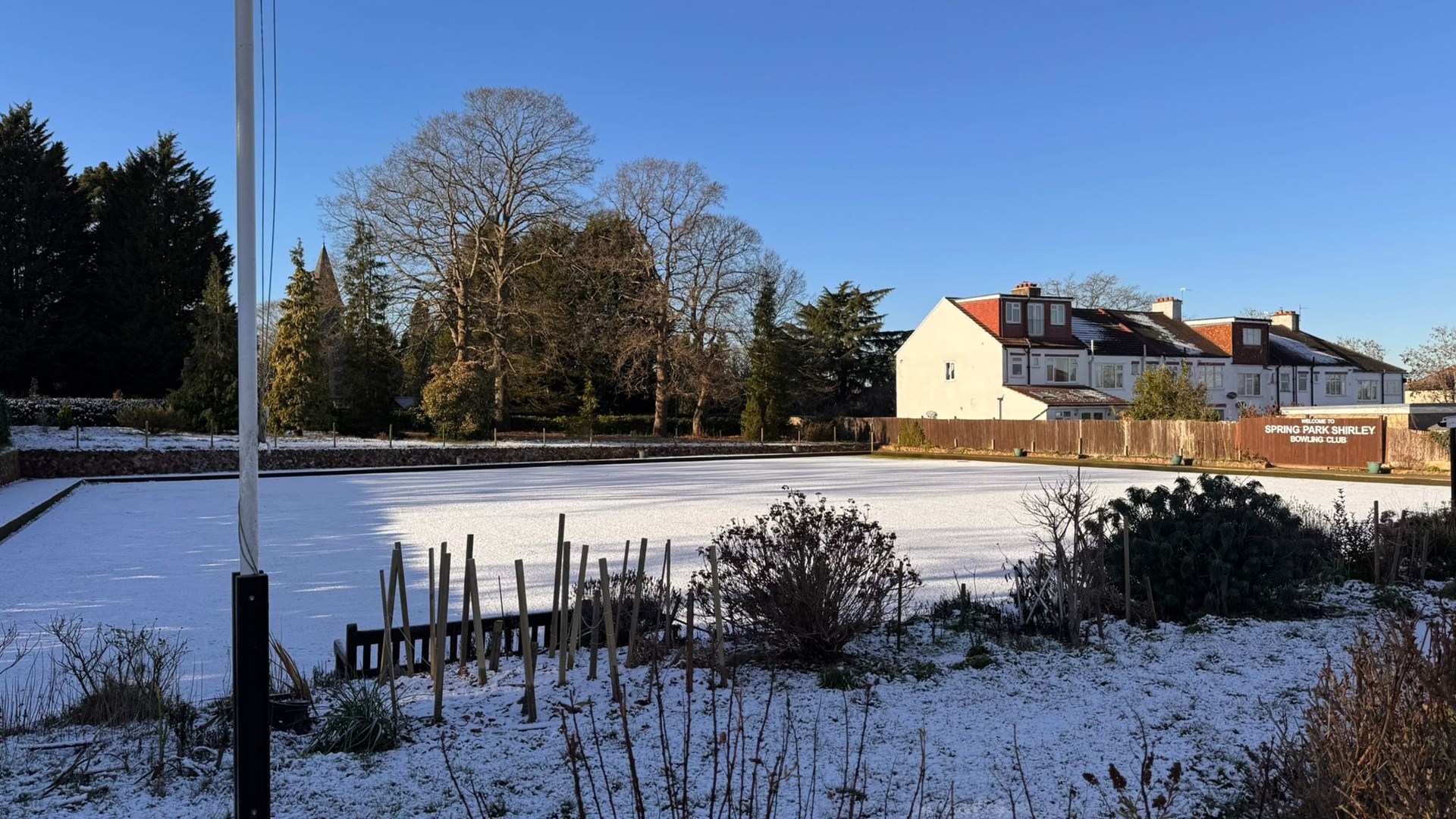 Spring Park Shirley Bowls Club Green in January 2026