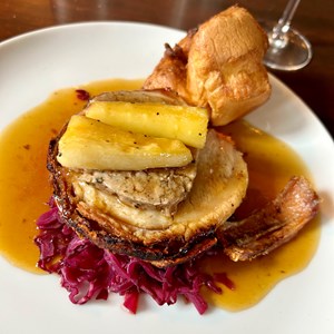 Roast Belly Pork with Apple Compote