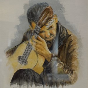'The Guitarist' Watercolour by Maithe Headlam