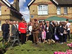 Unveiling the plaque in memory of Thomas Harris VC, 2021