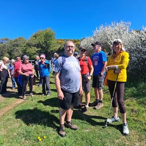 17 Apr 2025 - 19 of us, plus one dog, went Up, Up, Up to Worsley Obolisk, for stunning views and then Down, Down, Down, back to Godshill. The sun shone for us too.