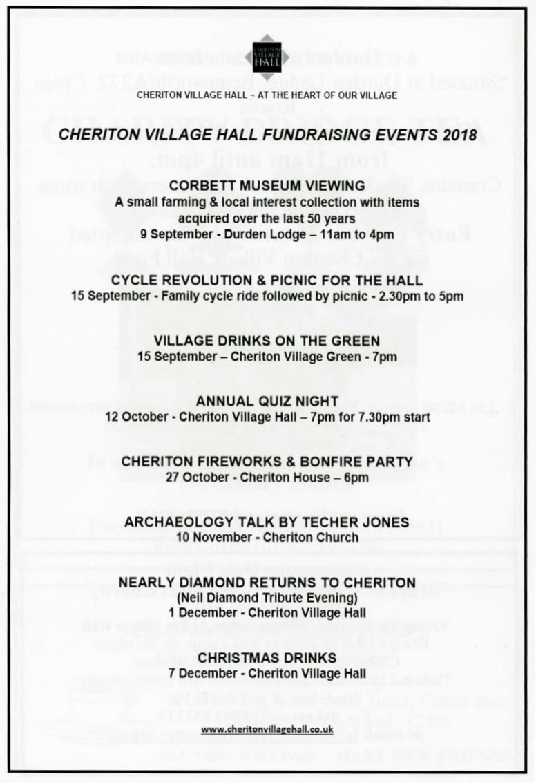 Cheriton Village Hall, Past Events 2018