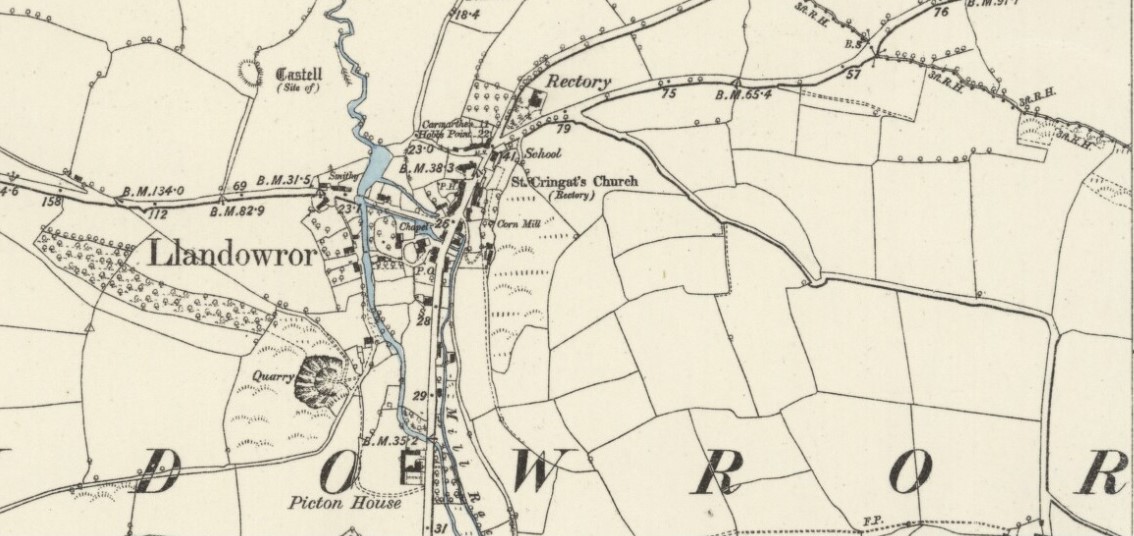 Llanddowror 1888 Ordnance survey map