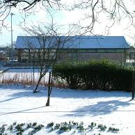 Vyner Park Pavilion in the snow